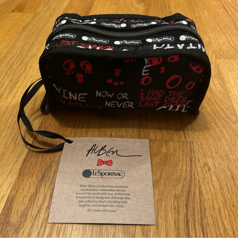 LeSportsac Black and Red Graphic Wristlet Pouch